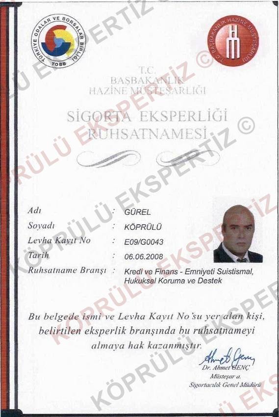 Kredi ve finans branşı eksperlik ruhsatnamesi